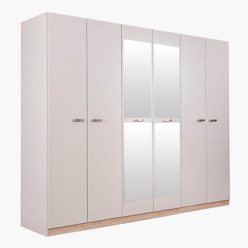 Hayes 6-Door Wardrobe with Mirror - Image 4
