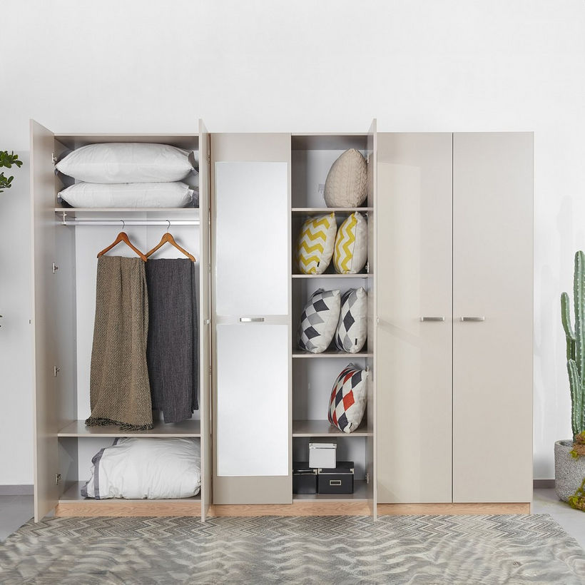 Hayes 6-Door Wardrobe with Mirror - Image 6