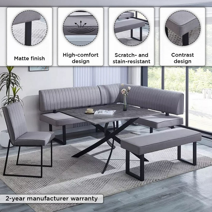 Kanoi 6-Seater Corner Dining Set with Bench - Image 5