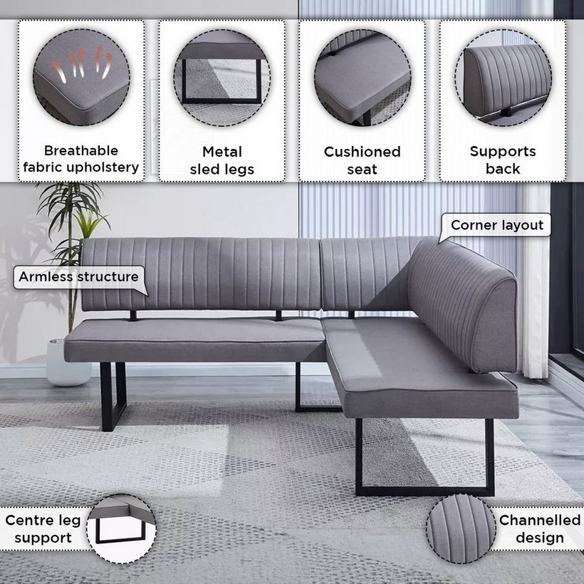 Kanoi 6-Seater Corner Dining Set with Bench - Image 7