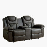 Miranda 2-Seater LED Strip Fabric Recliner with Console and Wireless Charging