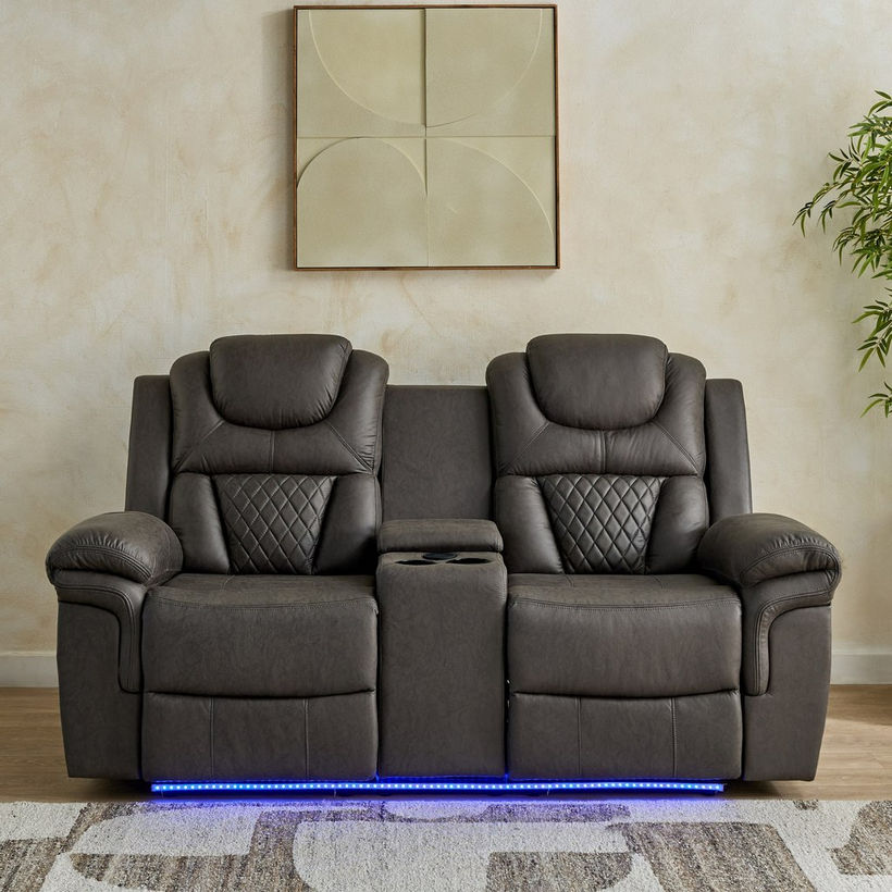 Miranda 2-Seater LED Strip Fabric Recliner with Console and Wireless Charging - Image 4