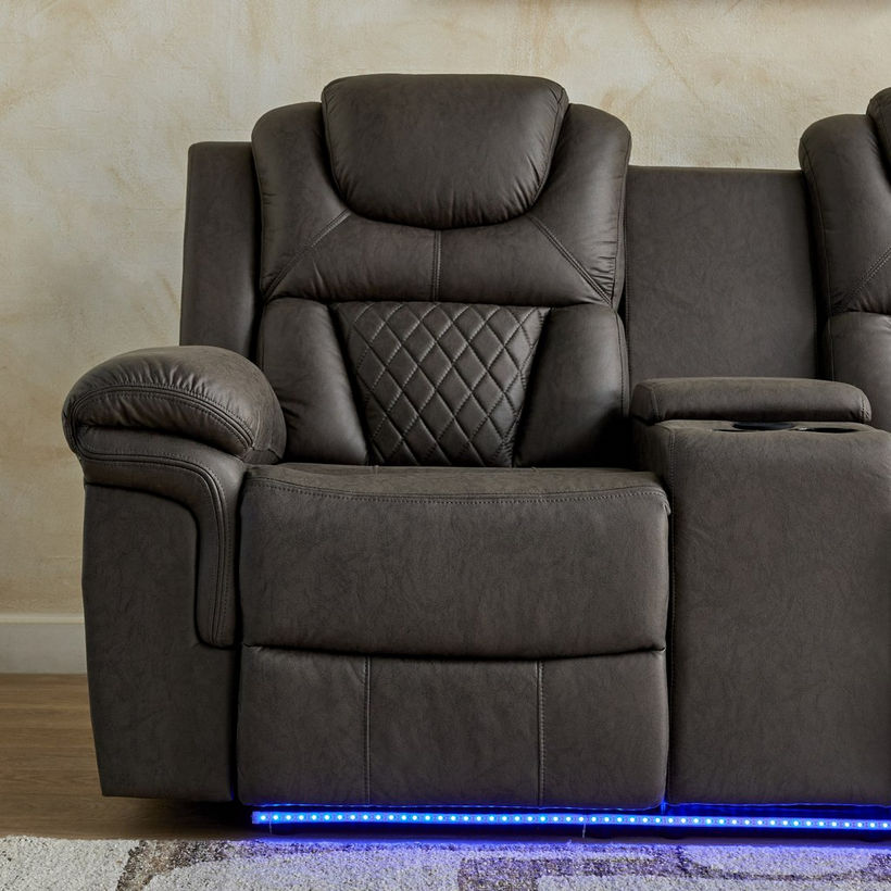 Miranda 2-Seater LED Strip Fabric Recliner with Console and Wireless Charging - Image 6