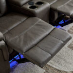 Miranda 2-Seater LED Strip Fabric Recliner with Console and Wireless Charging