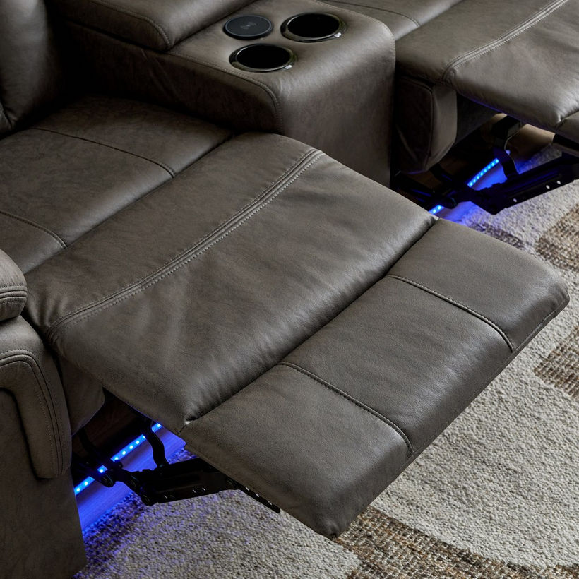 Miranda 2-Seater LED Strip Fabric Recliner with Console and Wireless Charging - Image 9