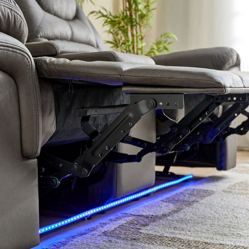 Miranda 2-Seater LED Strip Fabric Recliner with Console and Wireless Charging - Image 10