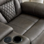 Miranda 2-Seater LED Strip Fabric Recliner with Console and Wireless Charging