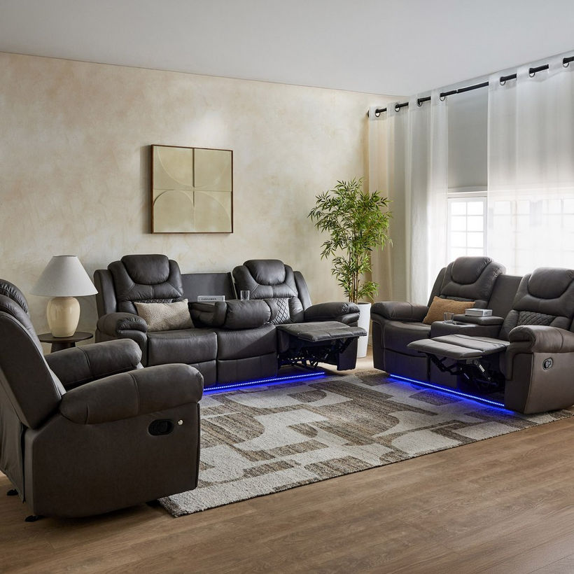 Miranda 2-Seater LED Strip Fabric Recliner with Console and Wireless Charging - Image 15