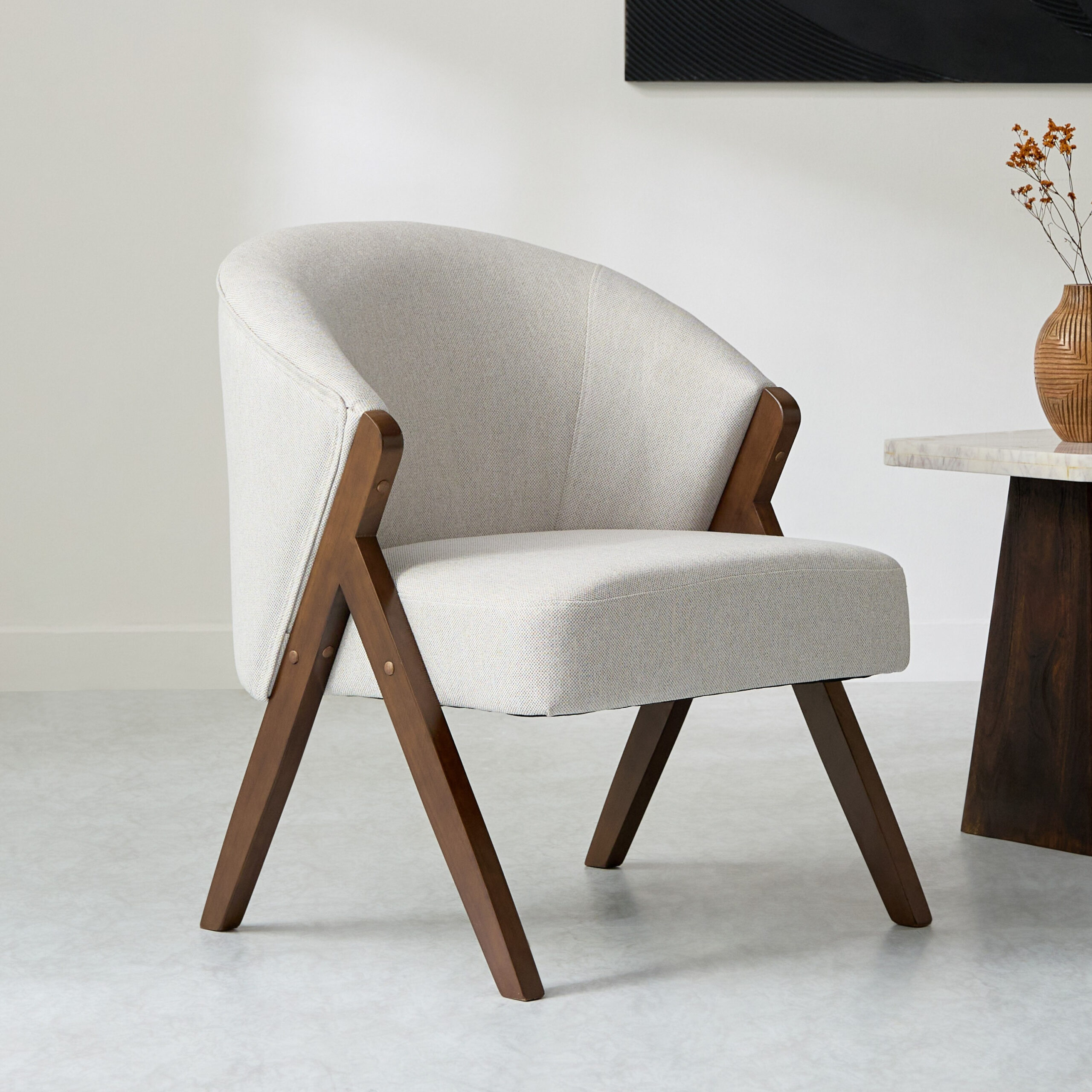 Porto Fabric Accent Chair with Wooden Frame