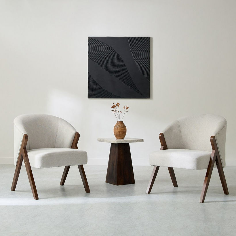 Porto Fabric Accent Chair with Wooden Frame - Image 8