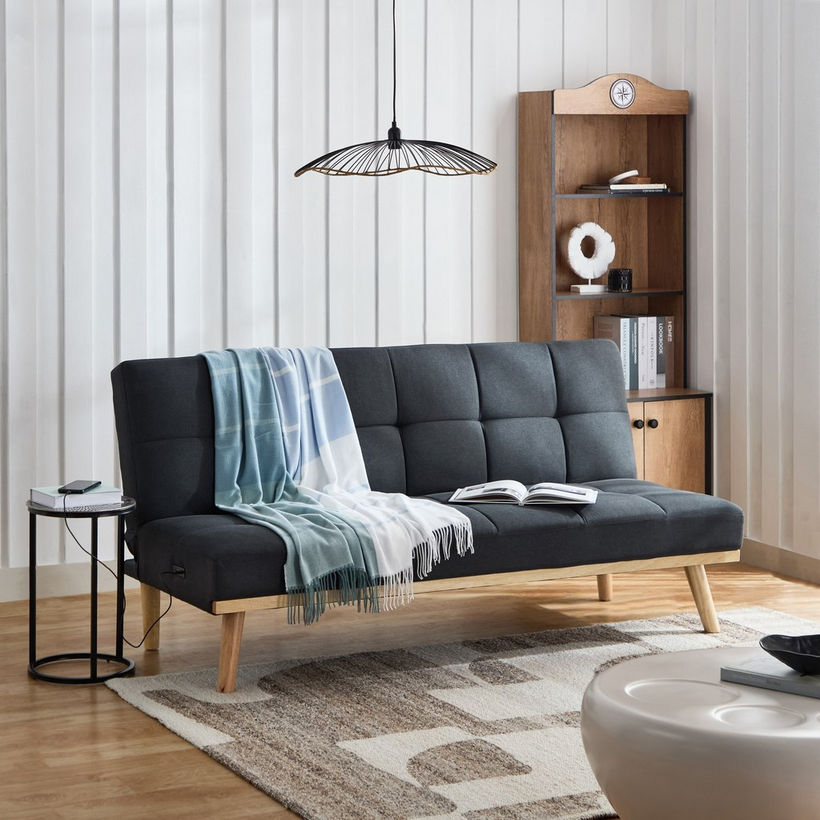 Odin 3-Seater Fabric Sofa Bed with USB Port - Image 11