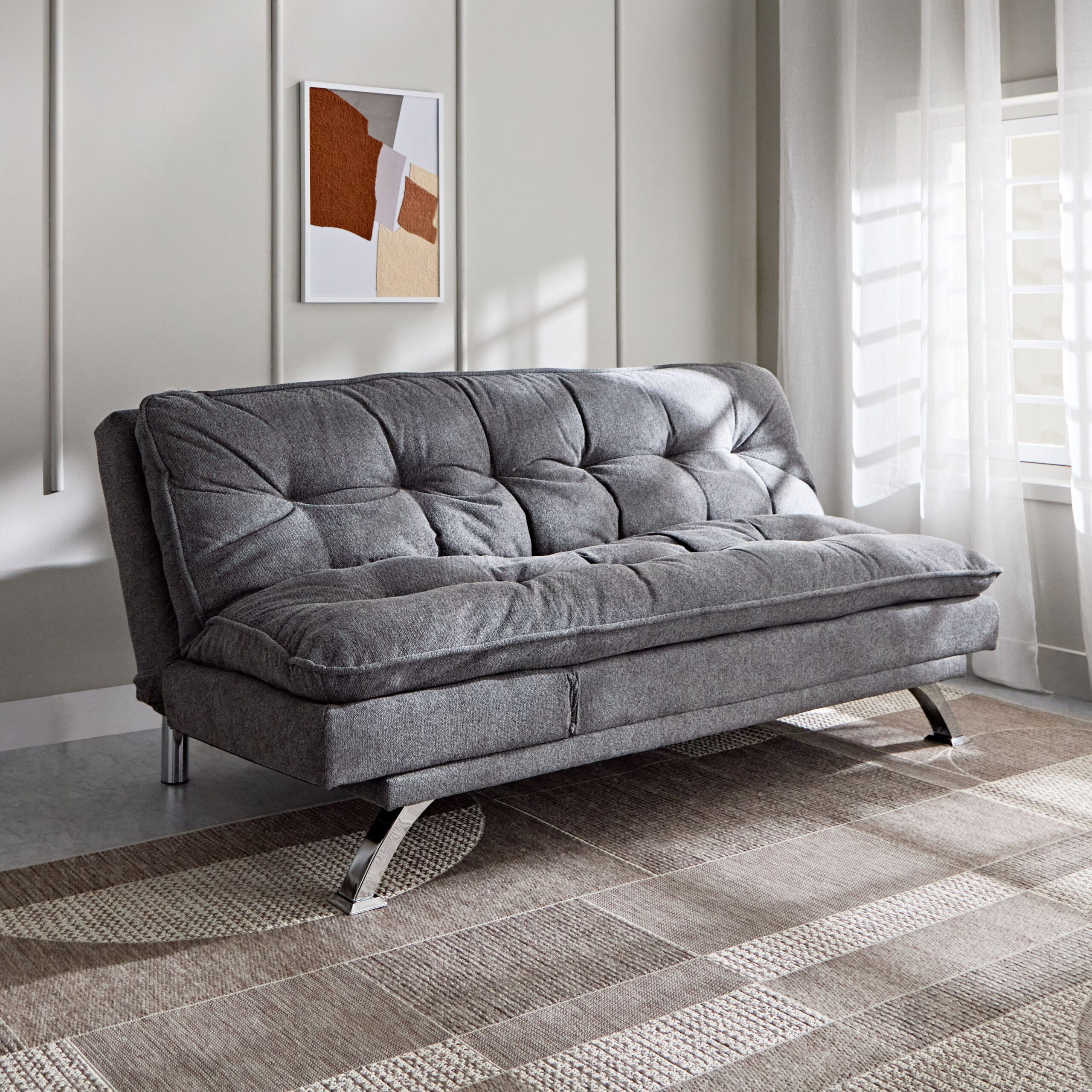Titanium 3-Seater Fabric Sofa Bed with USB Port