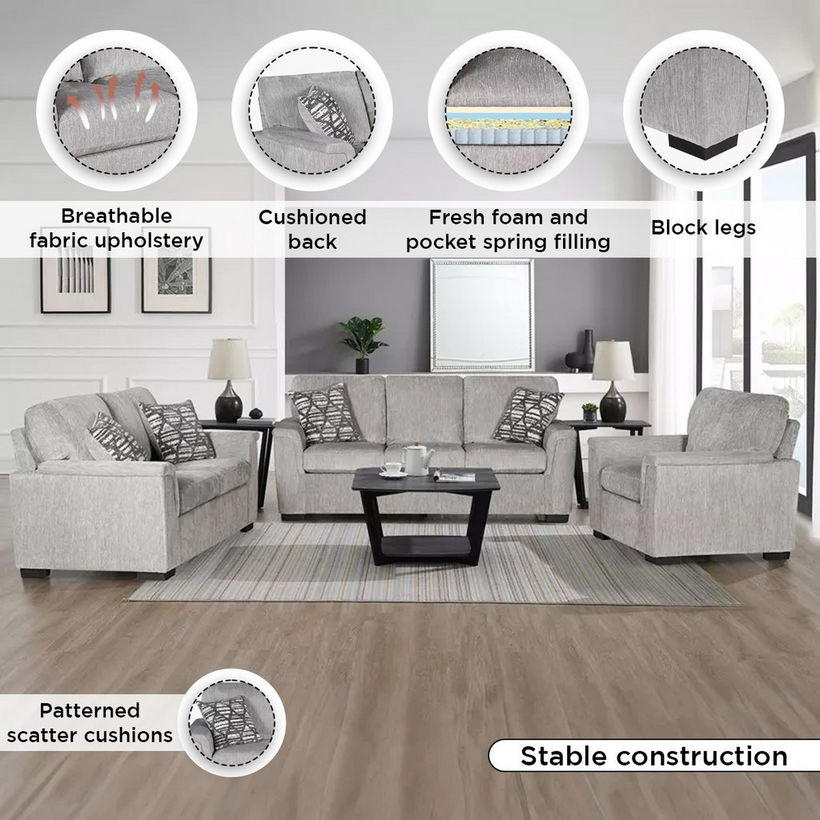 Munich 2-Seater Fabric Sofa with 2 Cushions - Image 6