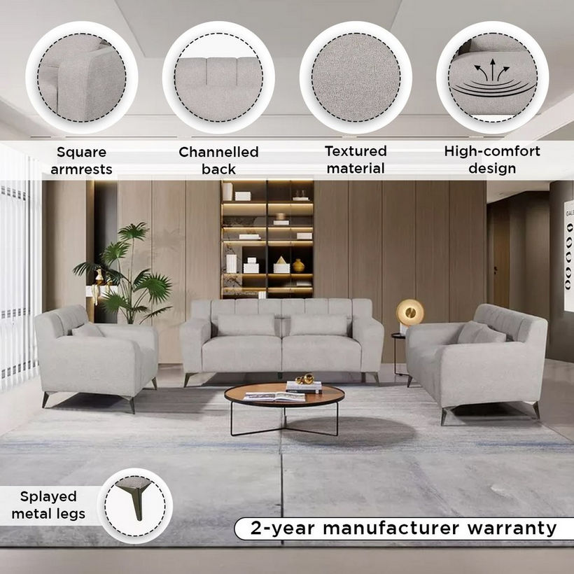 Magnum 3-Seater Fabric Sofa with 2 Cushions - Image 5