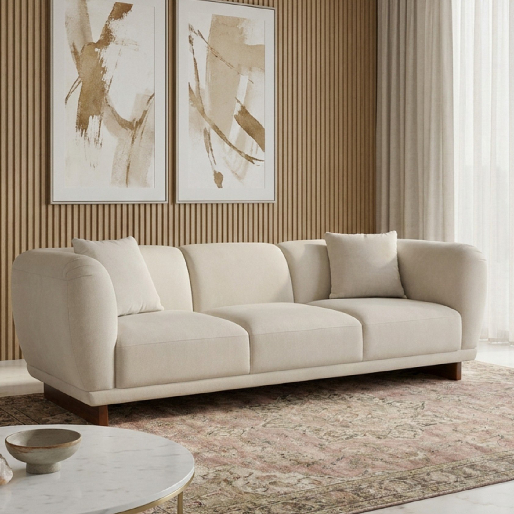 Clarkston 3-Seater Fabric Sofa with 2 Cushions