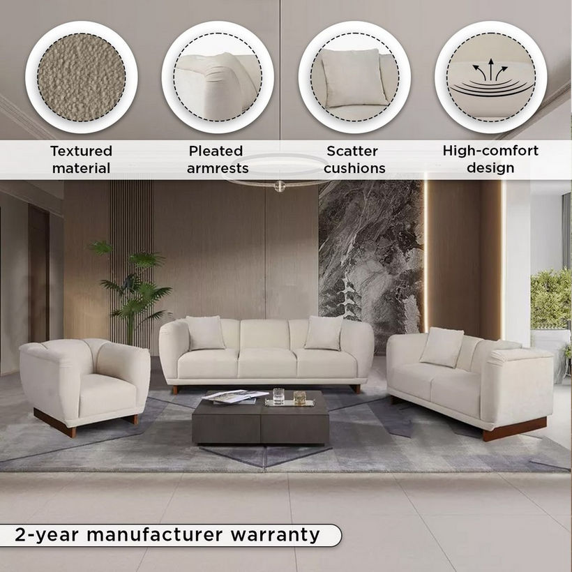 Clarkston 3-Seater Fabric Sofa with 2 Cushions - Image 5