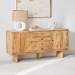 Cavon Clayton 4-Drawer Solid Wood Sideboard Buffet with 2 Doors