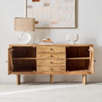 Cavon Clayton 4-Drawer Solid Wood Sideboard Buffet with 2 Doors
