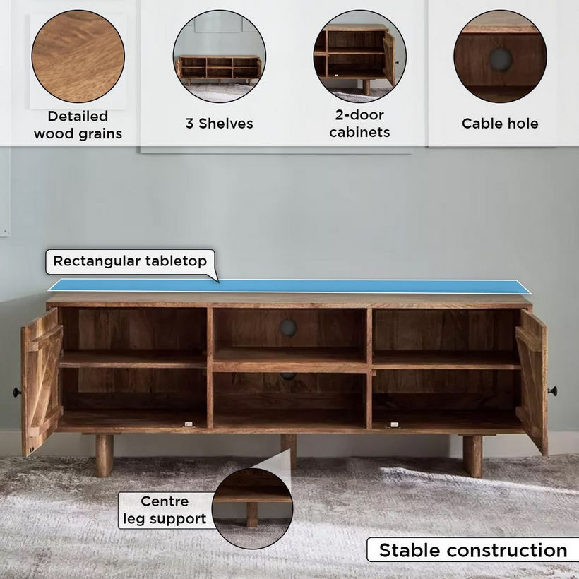 Cavon Clayton 1.5 Metre Solid Wood TV Unit for TVs up to 65 inches - Image 6