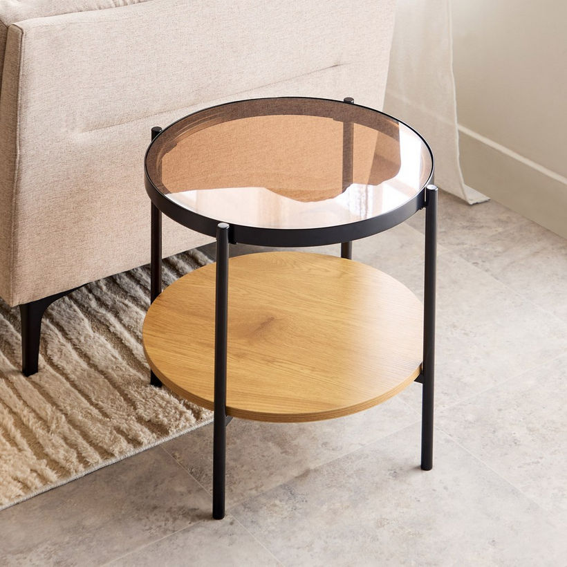 Velmont Glass Top End Table with Shelf - Image 3