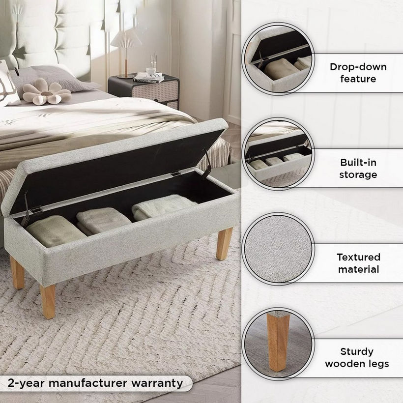 Carol Fabric Bench with Storage - Image 5