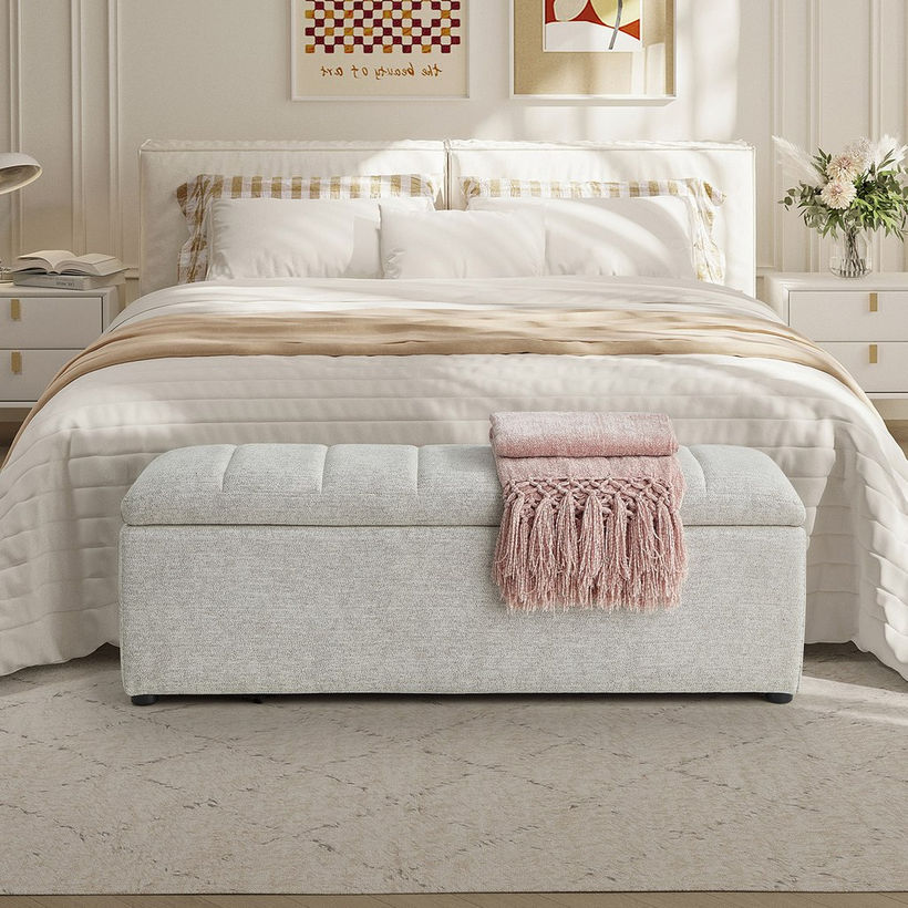 Orlean Fabric Bench with Storage - Image 3