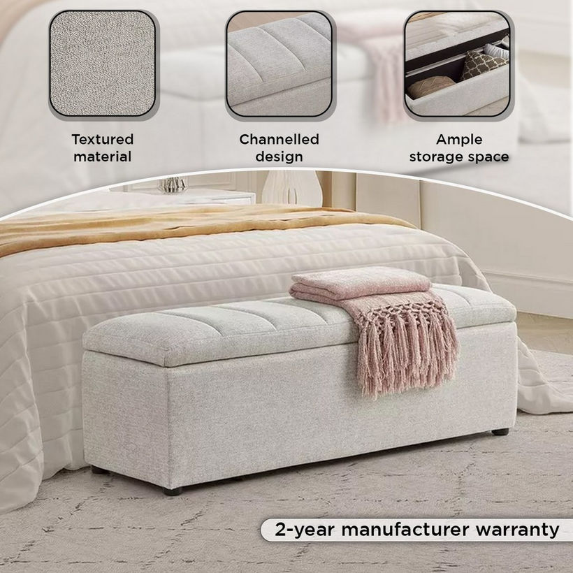 Orlean Fabric Bench with Storage - Image 5