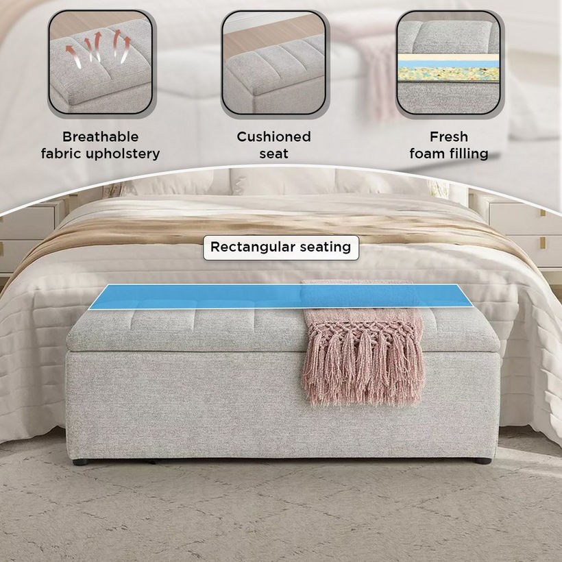 Orlean Fabric Bench with Storage - Image 7