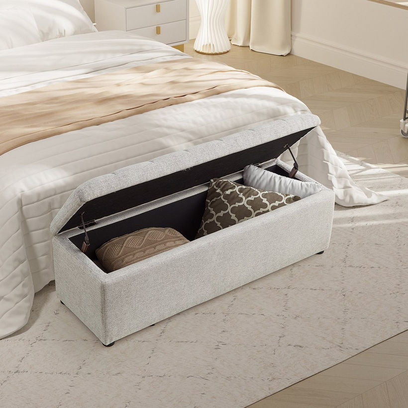 Orlean Fabric Bench with Storage - Image 10