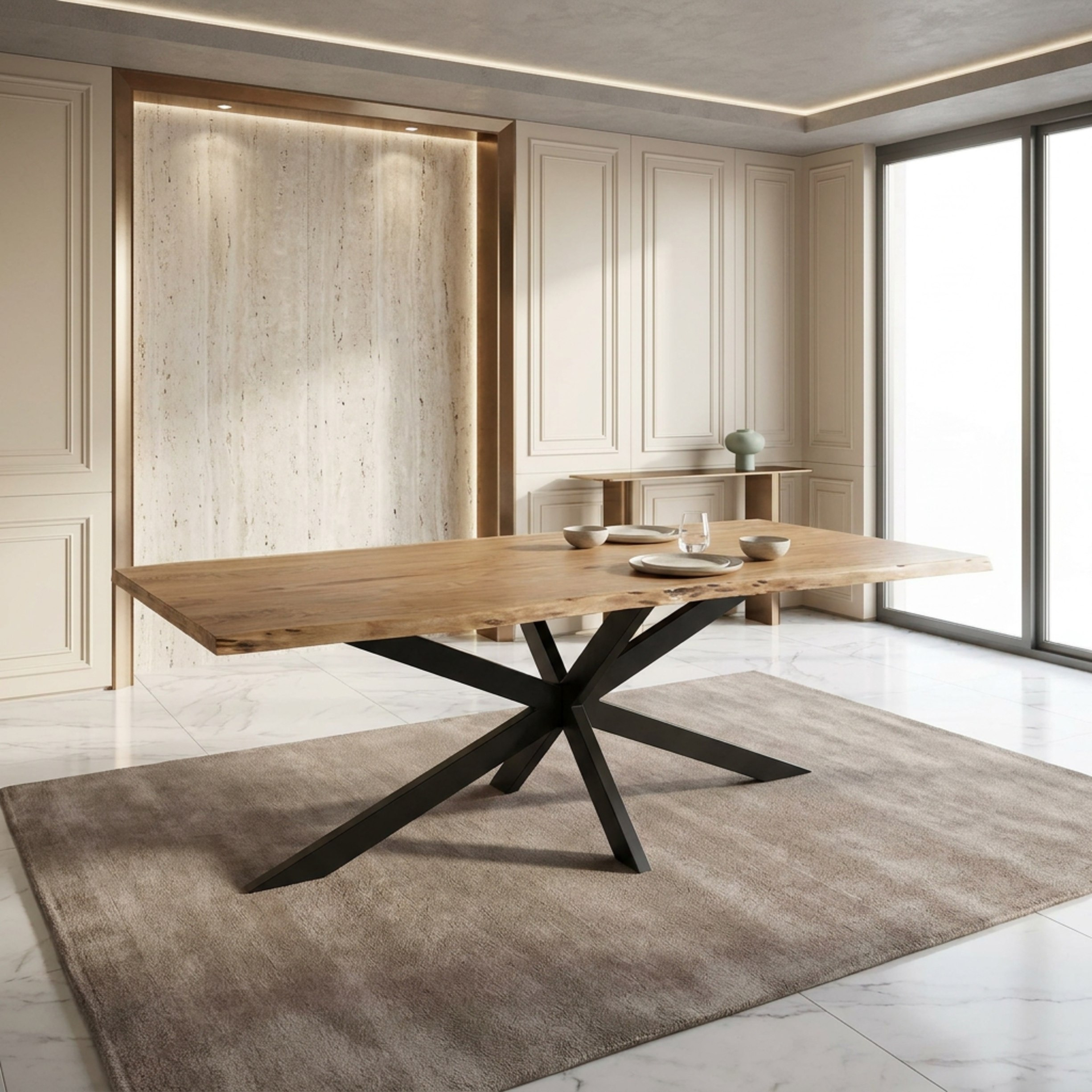 Vendra Clifton 8-Seater Live Edge Solid Wood Dining Table