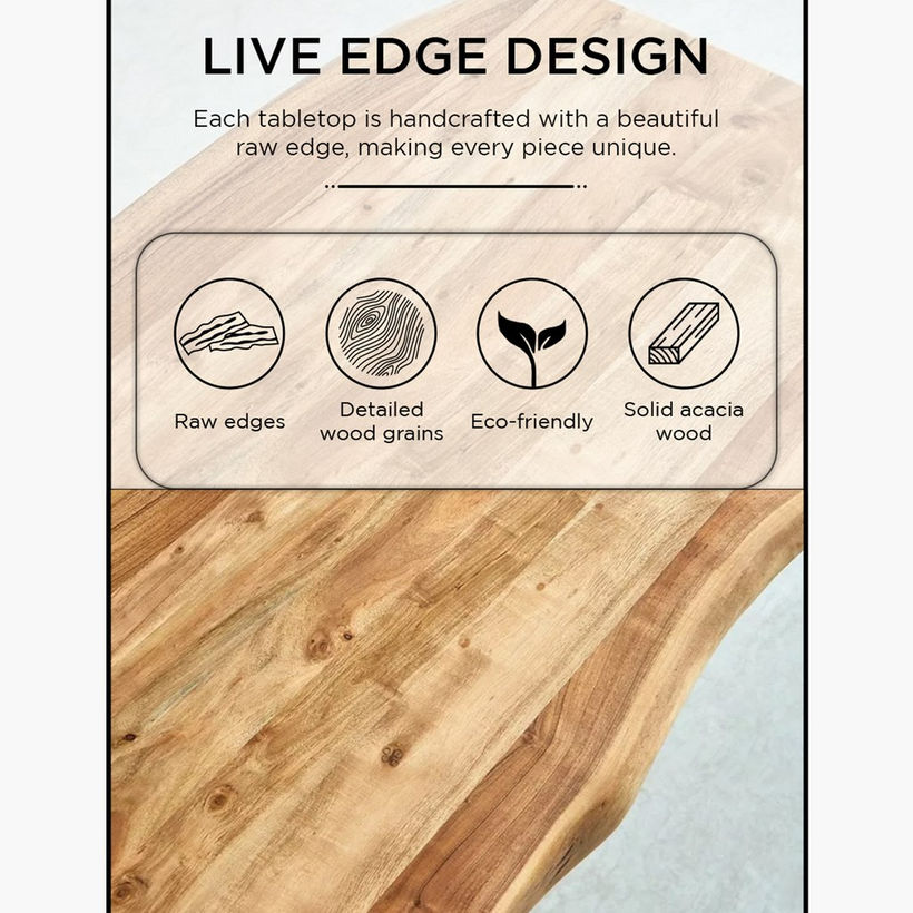 Vendra Costa 6-Seater Live Edge Solid Wood Top Dining Table - Image 11