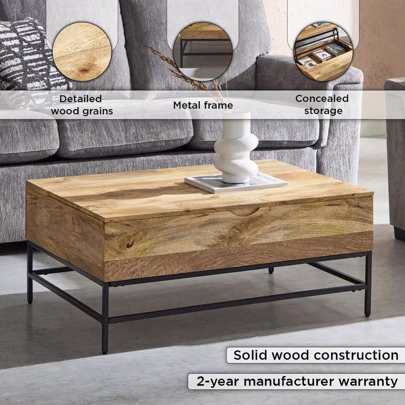 Cavon Amigo Solid Wood Lift Top Coffee Table - Image 6