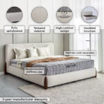 Movo Pearl Tuscany Upholstered King Bed - 180x200 cm