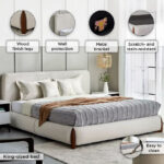 Movo Pearl Tuscany Upholstered King Bed - 180x200 cm