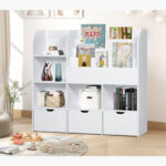 Movo Vanilla Cosmic Storage Cabinet and Bookcase with 3 Drawers