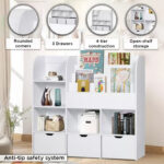 Movo Vanilla Cosmic Storage Cabinet and Bookcase with 3 Drawers