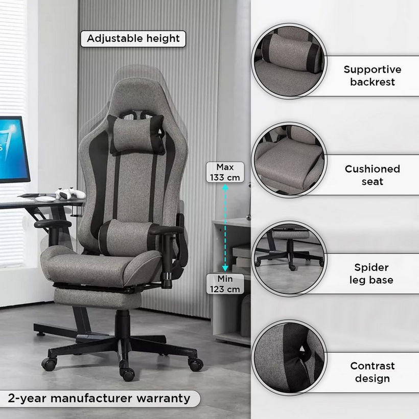 Troy Gaming Chair with Footrest - Image 5