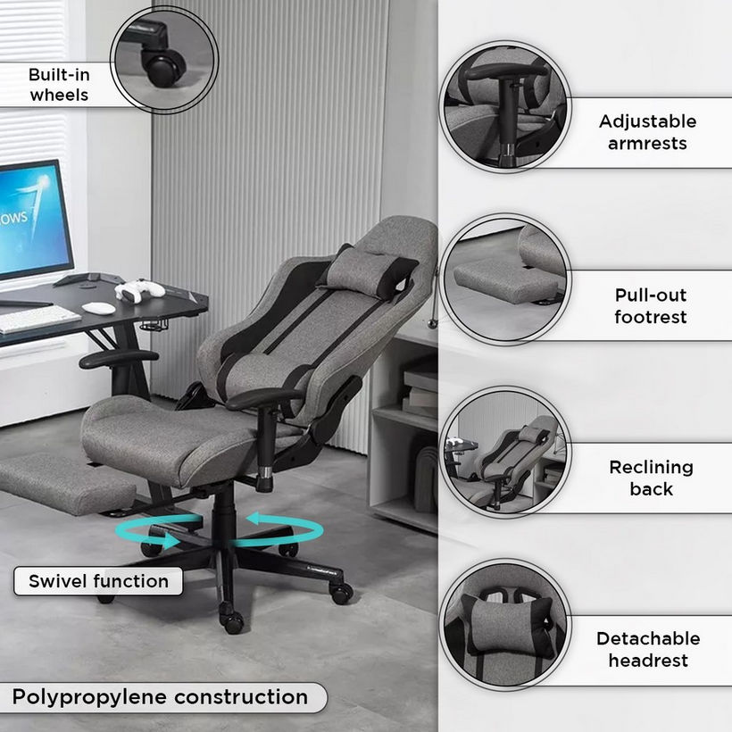Troy Gaming Chair with Footrest - Image 7