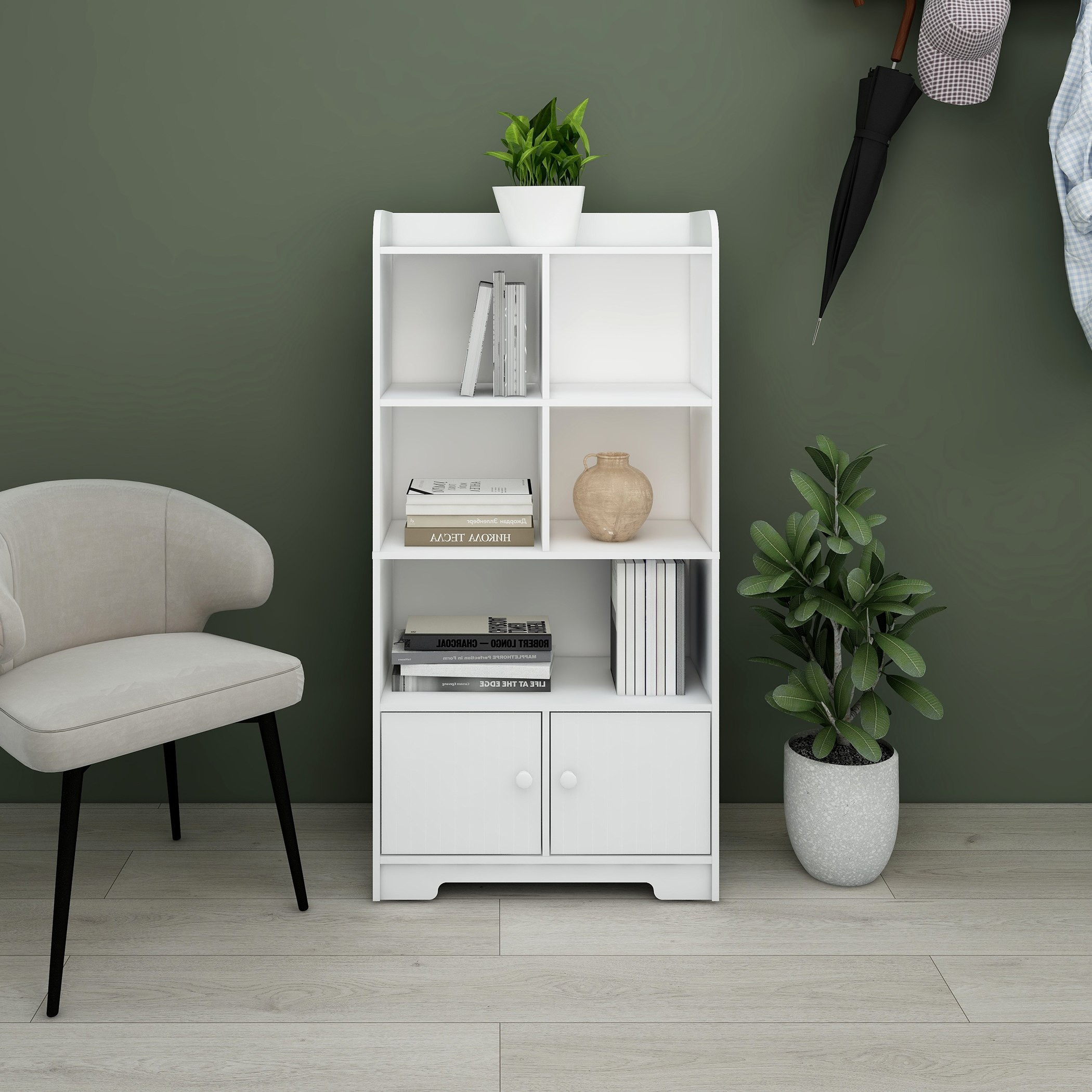 Vanilla Cody Bookcase Storage Unit with 2 Doors