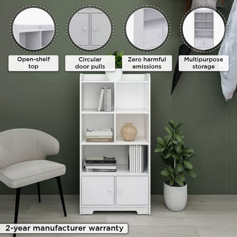 Vanilla Cody Bookcase Storage Unit with 2 Doors - Image 5