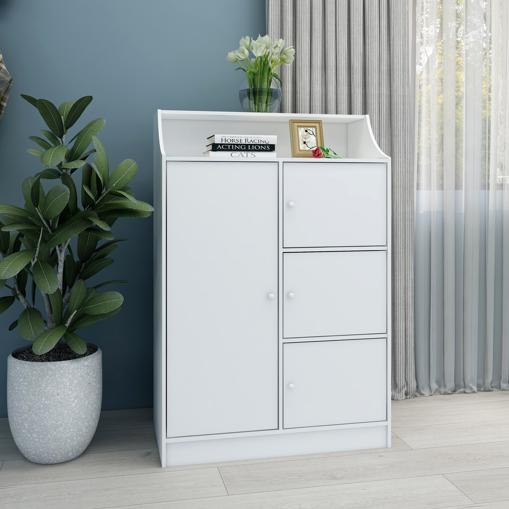 Vanilla Cody 4-Door Kids Cabinet