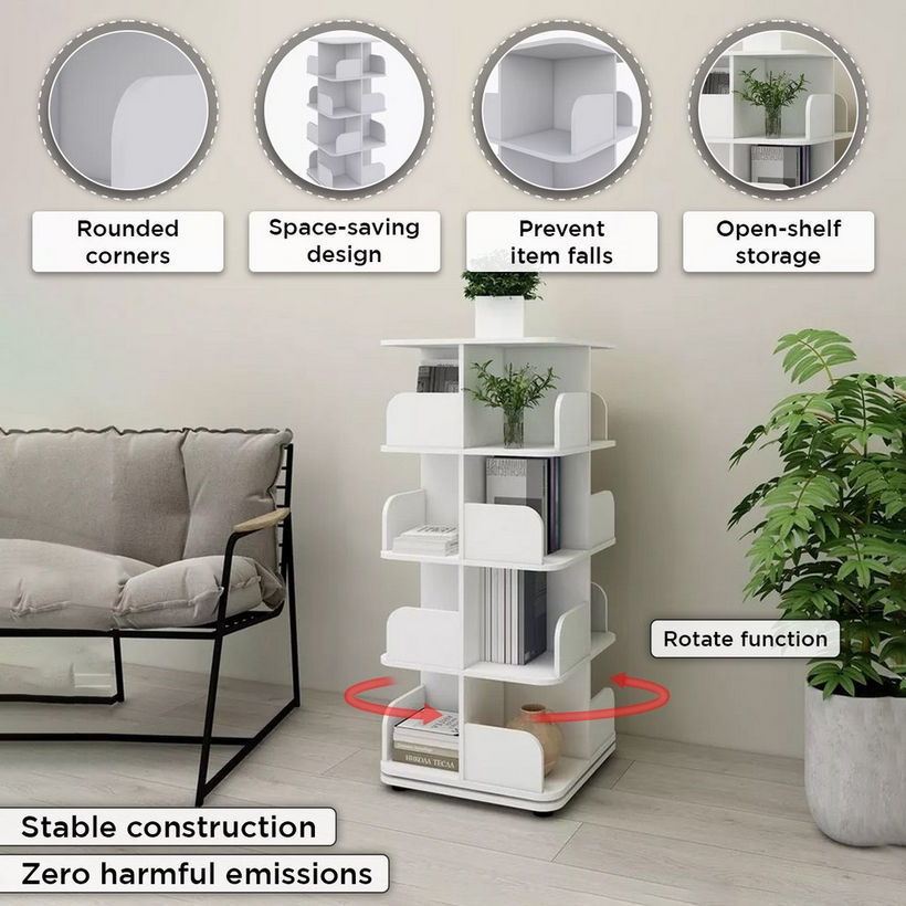 Movo Vanilla Ollie Rotating Bookcase Storage Unit - Image 6