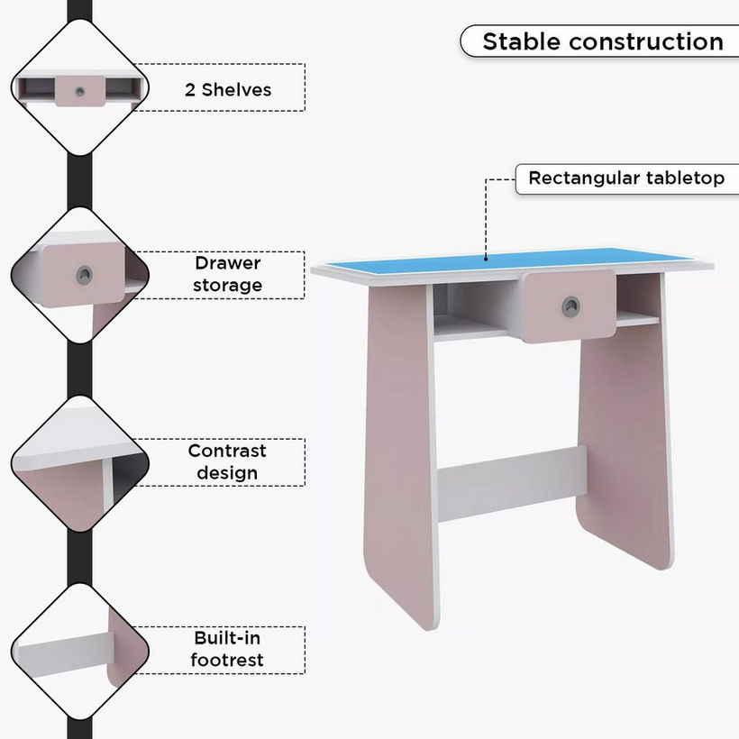 Vanilla Bloom Junior Study Desk with 1 Drawer - Image 6