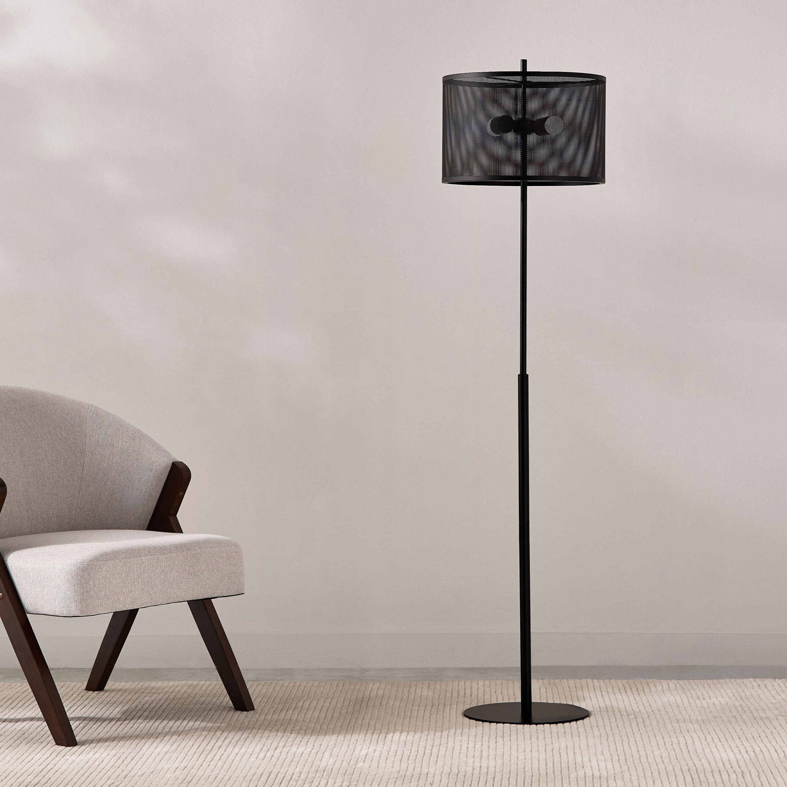 Tyler Metal Floor Lamp with Shade - 39x157.5 cm