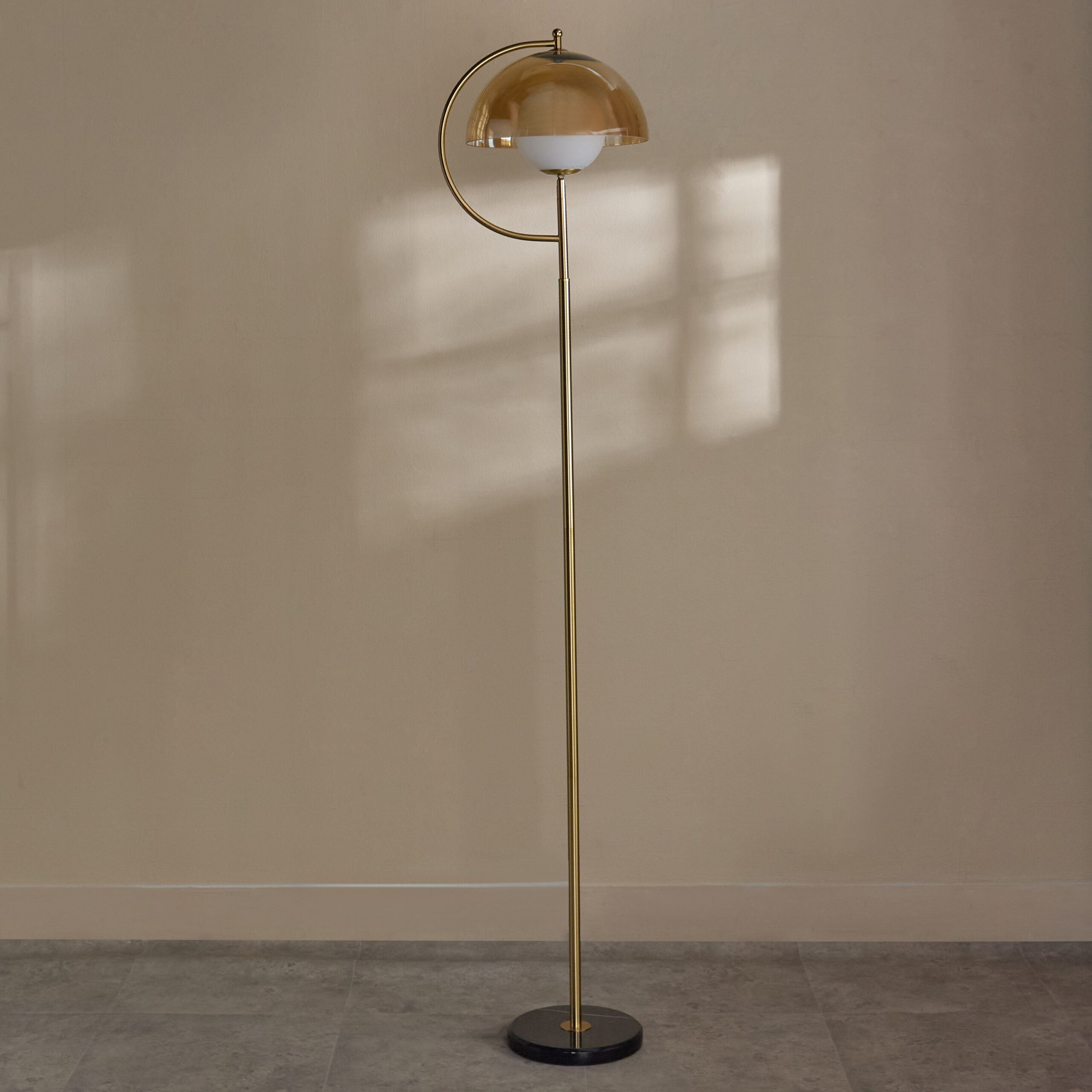 Rollins Metal Floor Lamp with Glass Shade - 164 cm