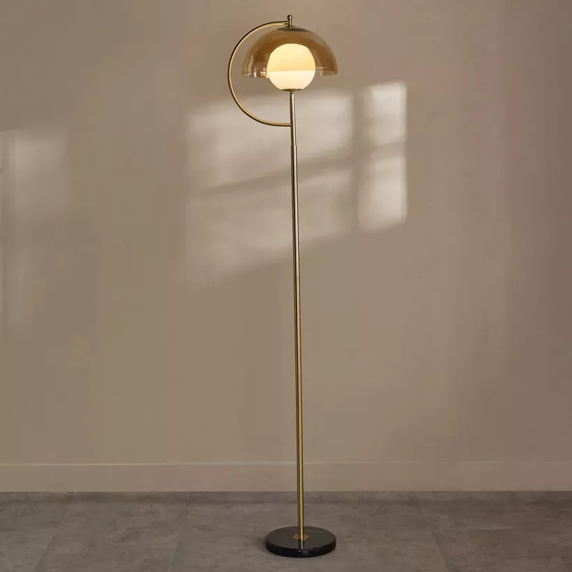 Rollins Metal Floor Lamp with Glass Shade - 164 cm - Image 3
