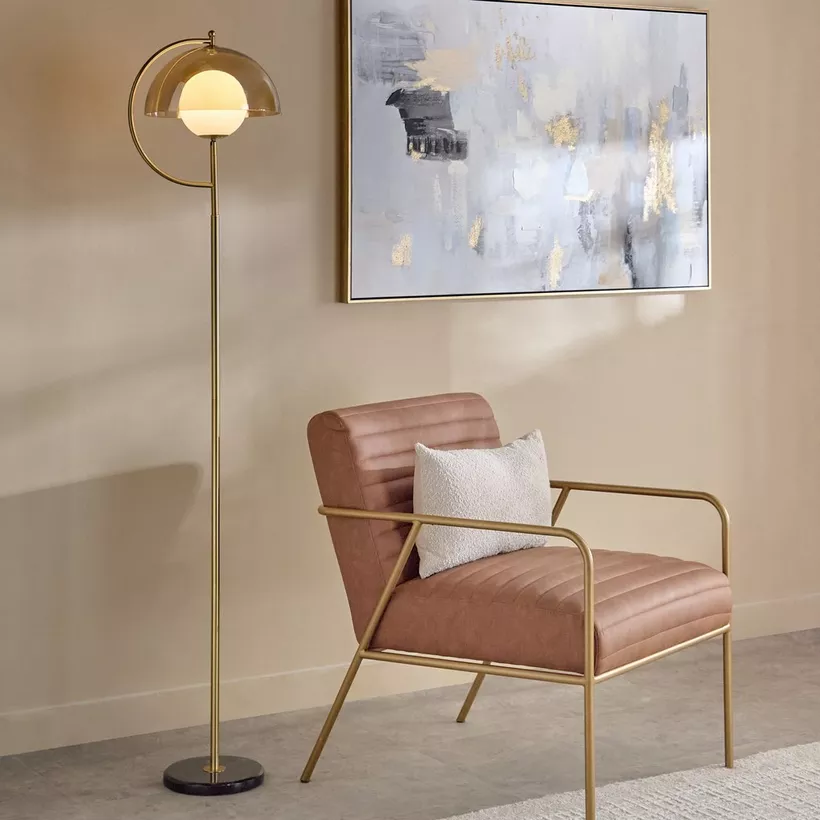 Rollins Metal Floor Lamp with Glass Shade - 164 cm - Image 6