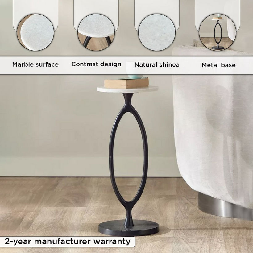 Cavon Cedro Genuine Marble Top Accent Table - Image 5