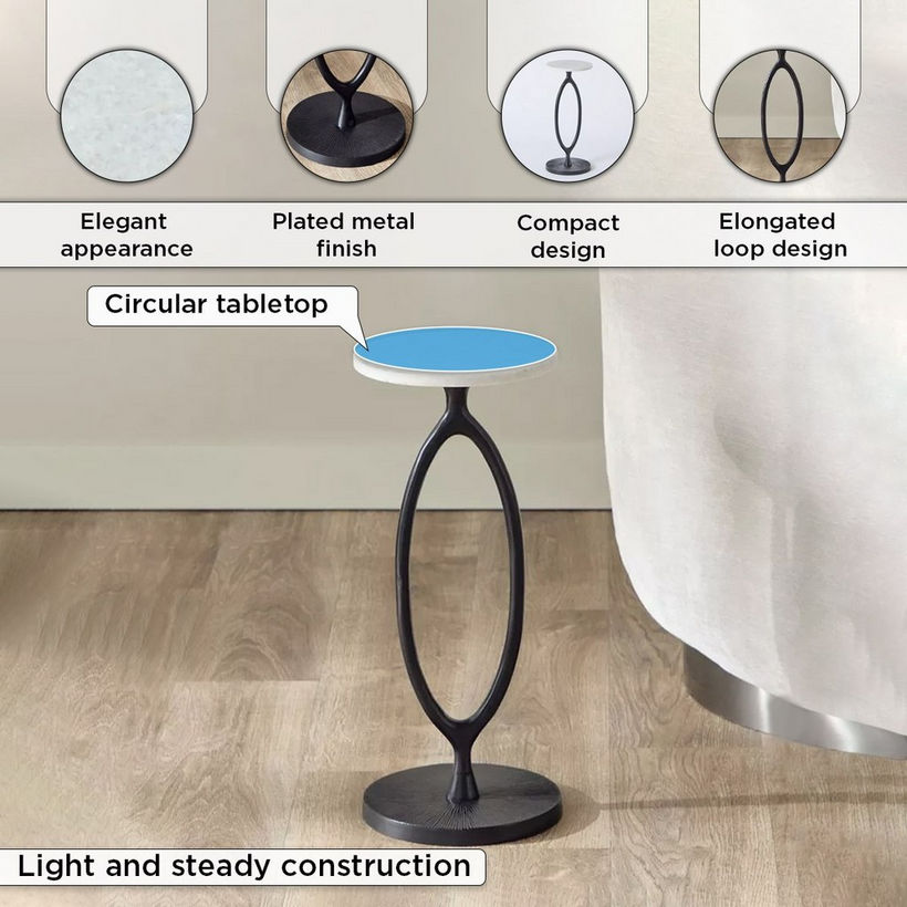 Cavon Cedro Genuine Marble Top Accent Table - Image 6