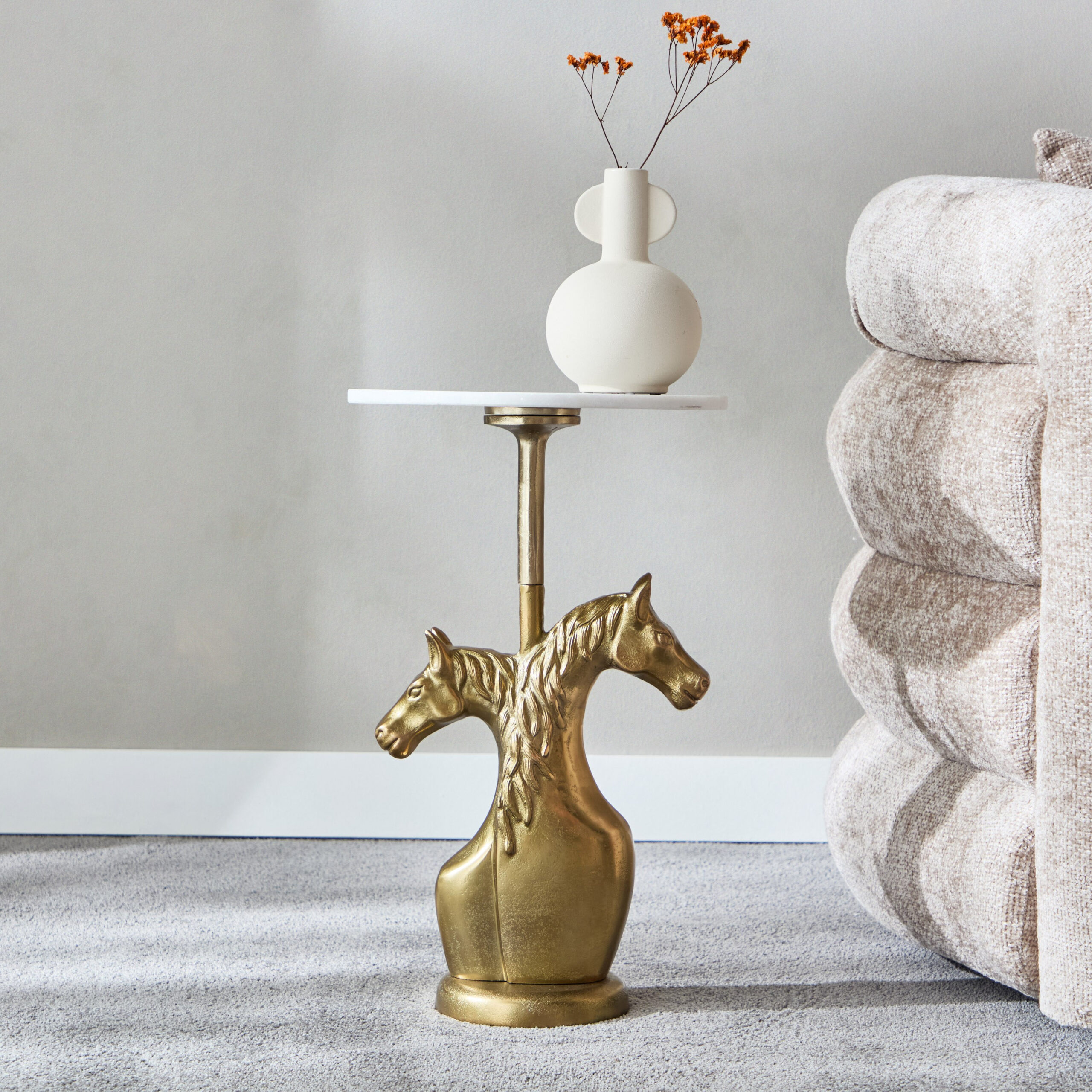 Cavon Friesian Genuine Marble Top Accent Table